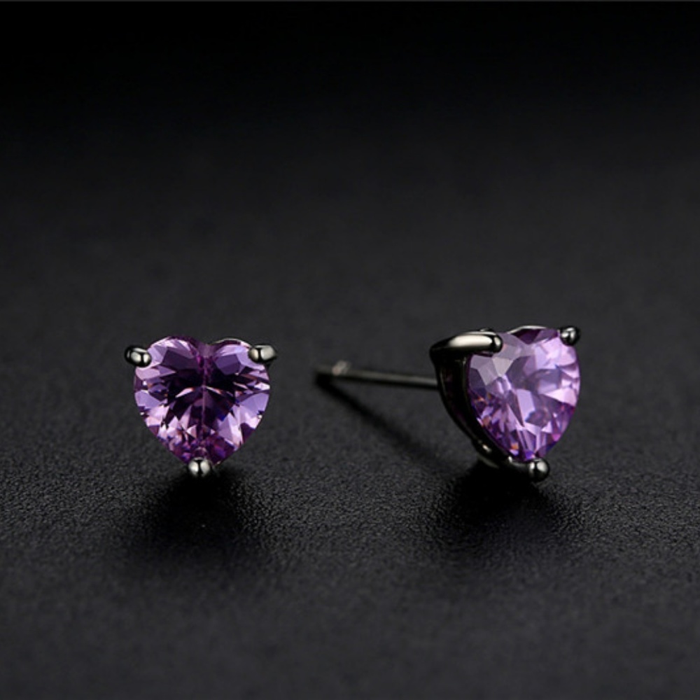❤️4 for $20 Purple Stud Earring swarovski elements - Picture 3 of 3